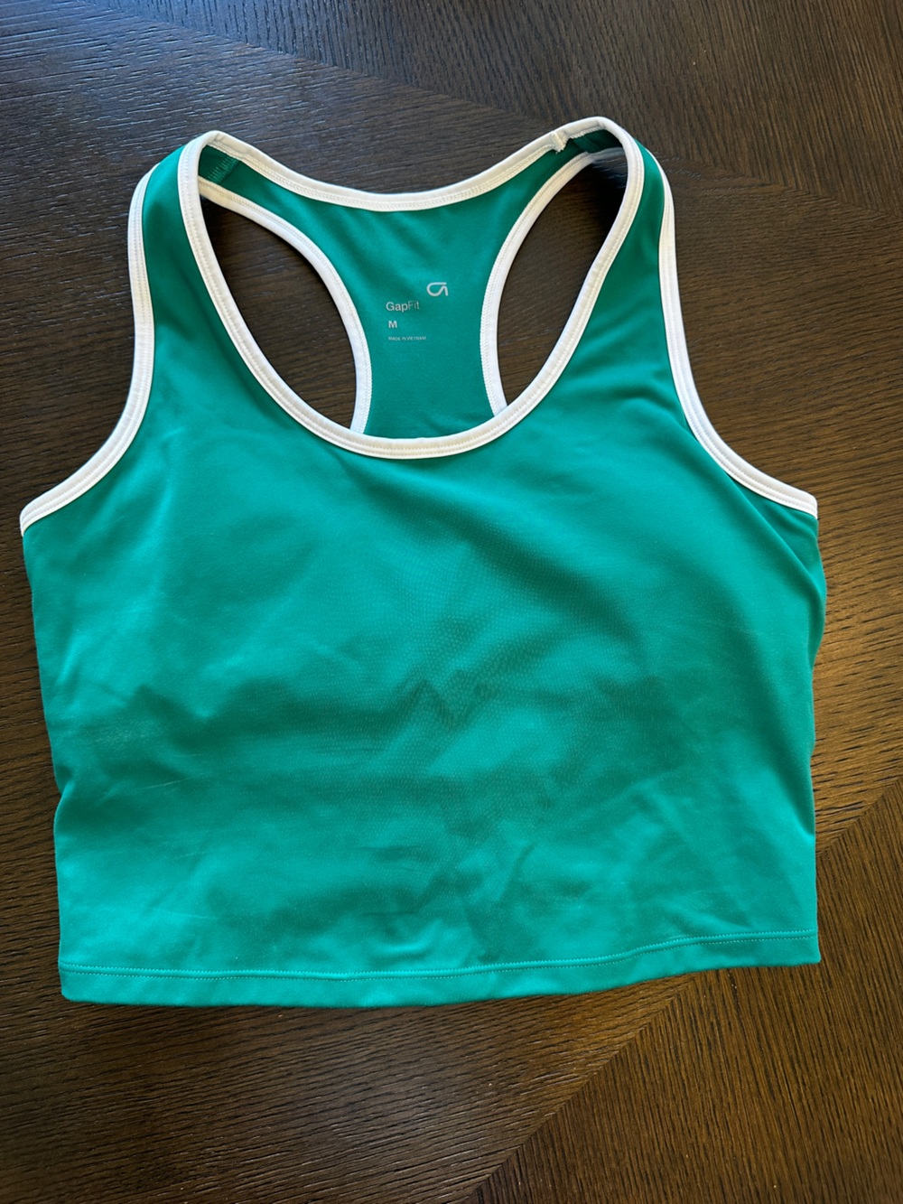 GAP Teal Racerback Crop Tank with White Trim